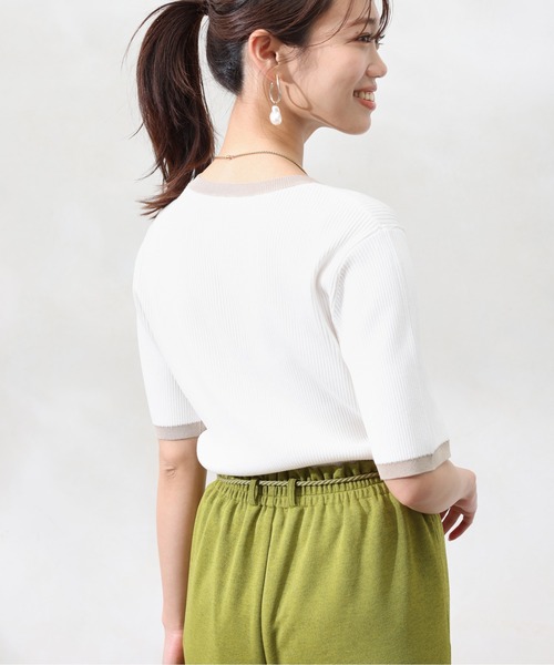 Chez toi（シェトワ）の「バイカラー半袖ニットプルオーバー