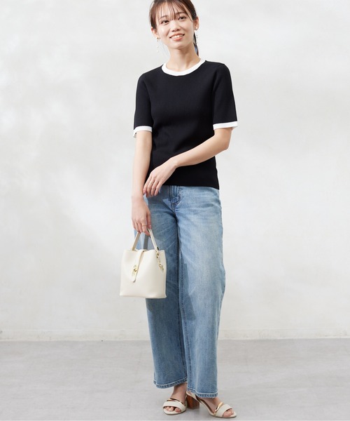 Chez toi（シェトワ）の「バイカラー半袖ニットプルオーバー