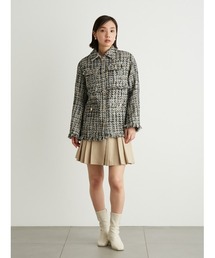 LILY BROWN ネイビー ツイード フリンジジャケット&スカートセット LILY BROWN ネイビー ツイード フリンジジャケット&スカートセット