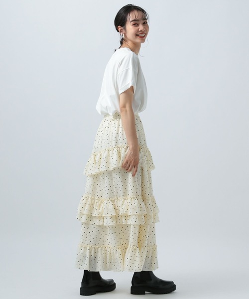 BAYFLOW（ベイフロー）の「ドットフリルスカート（スカート・レディース・ブラック/オフホワイト・SMALL/MEDIUM）」の4枚目の写真