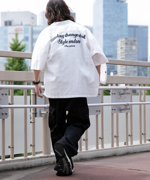 WEGO（ウィゴー）の「WEGO/チェーン刺繍ビッグシャツ（シャツ/ブラウス・メンズ・ホワイト/ブラック・MEDIUM/LARGE）」の12枚目の写真