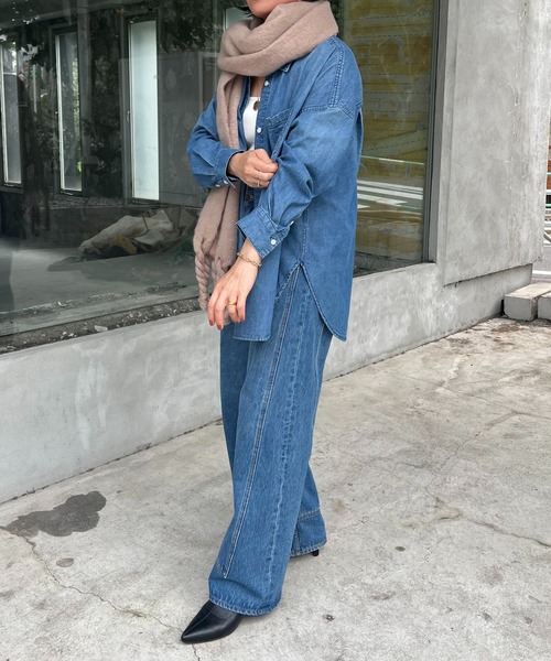 COLLAGE GALLARDAGALANTE（コラージュガリャルダガランテ）の「ボリュームフリンジマフラー（ストール/ショール・レディース・ホワイト/グリーン/グレイッシュベージュ・FREE）」の15枚目の写真