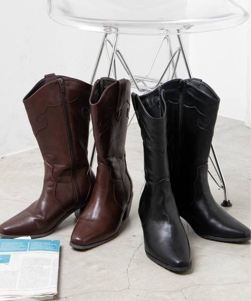 WEGO（ウィゴー）の「WEGO/ウエスタンミドルブーツ（ブーツ・レディース・ブラック/ブラウン・MEDIUM/LARGE）」の15枚目の写真