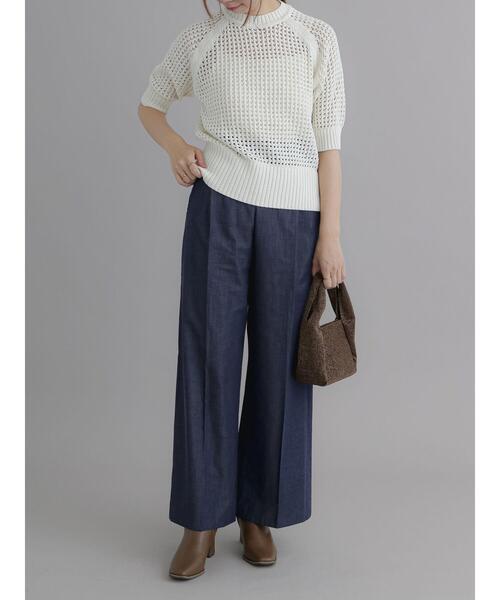 Te chichi（テチチ）の「デニム調ワイドパンツ（デニムパンツ・レディース・ブルー/ネイビー・F）」の12枚目の写真