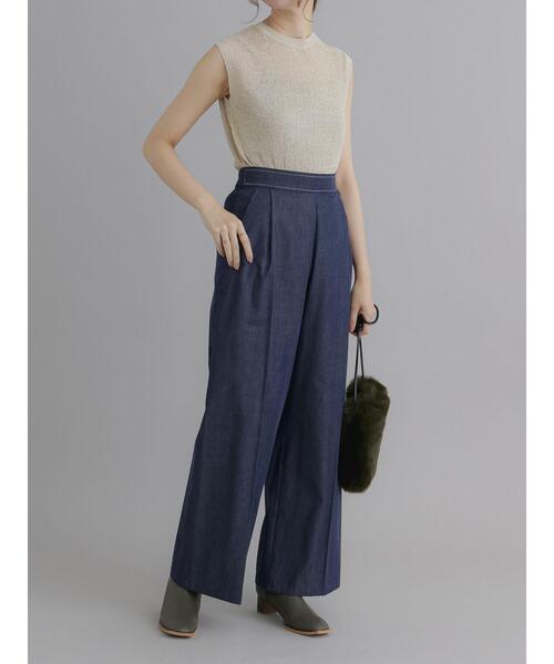 Te chichi（テチチ）の「デニム調ワイドパンツ（デニムパンツ・レディース・ブルー/ネイビー・F）」の13枚目の写真