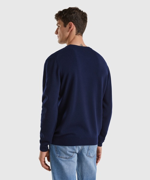 BENETTON (UNITED COLORS OF BENETTON)（ベネトンユナイテッドカラーズオブベネトン）の「ピュアメリノウールクルーネックニットセーター（ニット/セーター・メンズ・ネイビー/ベージュ/グレー/ブラック/ダークグレー・MEDIUM/SMALL/X-SMALL/LARGE）」の16枚目の写真