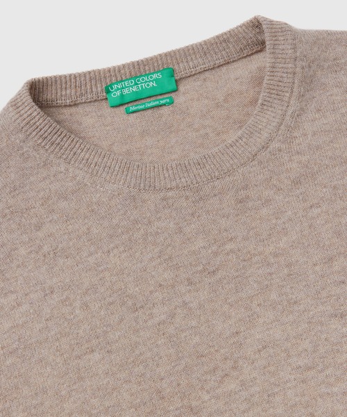 BENETTON (UNITED COLORS OF BENETTON)（ベネトンユナイテッドカラーズオブベネトン）の「ピュアメリノウールクルーネックニットセーター（ニット/セーター・メンズ・ネイビー/ベージュ/グレー/ブラック/ダークグレー・MEDIUM/SMALL/X-SMALL/LARGE）」の15枚目の写真