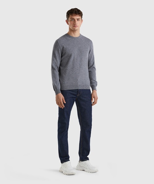 BENETTON (UNITED COLORS OF BENETTON)（ベネトンユナイテッドカラーズオブベネトン）の「ピュアメリノウールクルーネックニットセーター（ニット/セーター・メンズ・ネイビー/ベージュ/グレー/ブラック/ダークグレー・MEDIUM/SMALL/X-SMALL/LARGE）」の7枚目の写真