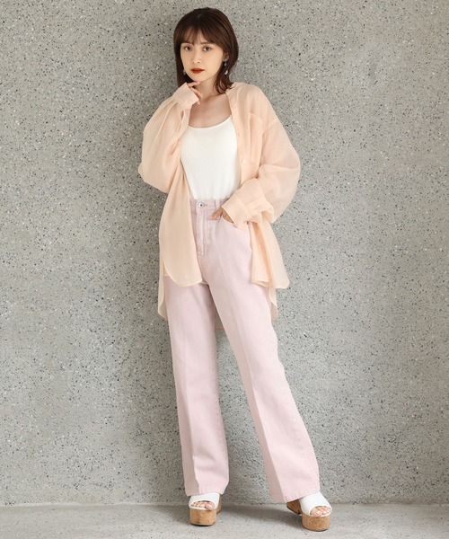one after another NICE CLAUP(ワンアフターアナザーナイスクラップ)の「加工ブーツカットデニムパンツ(デニムパンツ・レディース・ケミカルウォッシュ・MEDIUM)」の3枚目の写真