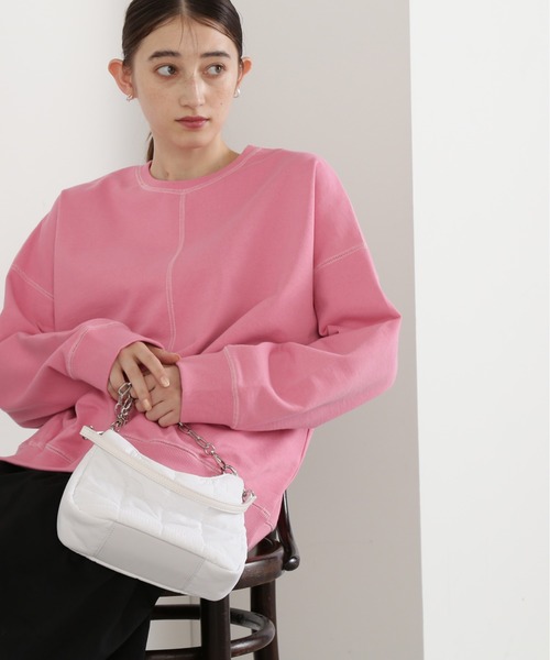 N.(N. Natural Beauty Basic)(エヌエヌナチュラルビューティーベーシック)の「◆アウトリンキングスウェット(スウェット・レディース・ピンク/チャコール/オフホワイト・MEDIUM)」の3枚目の写真