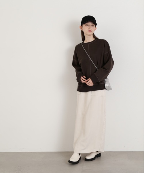 N.(N. Natural Beauty Basic)(エヌエヌナチュラルビューティーベーシック)の「◆アウトリンキングスウェット(スウェット・レディース・ピンク/チャコール/オフホワイト・MEDIUM)」の14枚目の写真