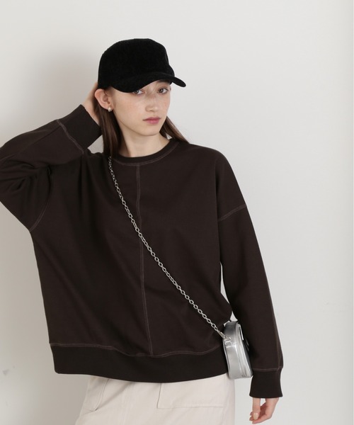 N.(N. Natural Beauty Basic)(エヌエヌナチュラルビューティーベーシック)の「◆アウトリンキングスウェット(スウェット・レディース・ピンク/チャコール/オフホワイト・MEDIUM)」の17枚目の写真