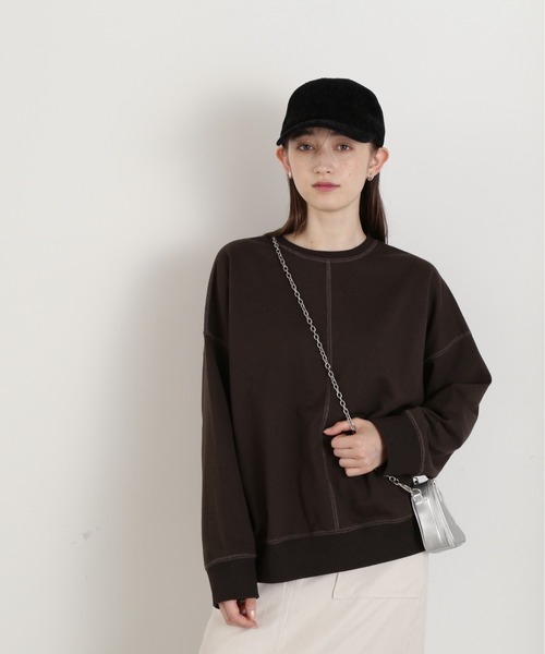 N.(N. Natural Beauty Basic)(エヌエヌナチュラルビューティーベーシック)の「◆アウトリンキングスウェット(スウェット・レディース・ピンク/チャコール/オフホワイト・MEDIUM)」の18枚目の写真