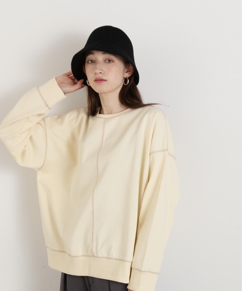 N.(N. Natural Beauty Basic)(エヌエヌナチュラルビューティーベーシック)の「◆アウトリンキングスウェット(スウェット・レディース・ピンク/チャコール/オフホワイト・MEDIUM)」の4枚目の写真