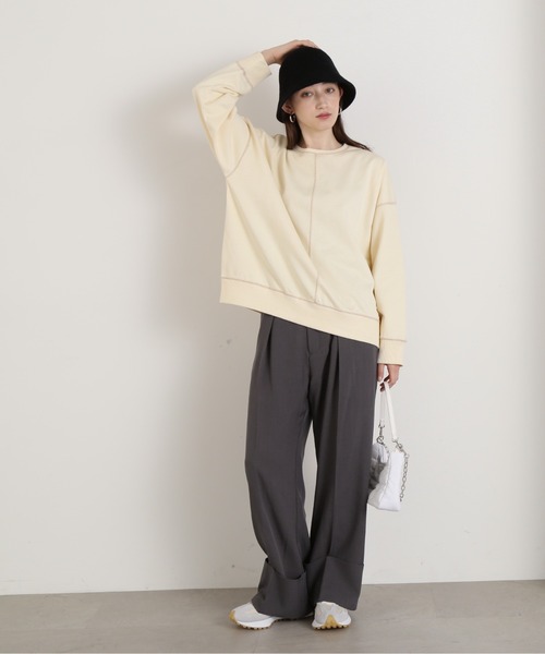 N.(N. Natural Beauty Basic)(エヌエヌナチュラルビューティーベーシック)の「◆アウトリンキングスウェット(スウェット・レディース・ピンク/チャコール/オフホワイト・MEDIUM)」の7枚目の写真