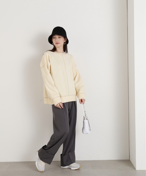 N.(N. Natural Beauty Basic)(エヌエヌナチュラルビューティーベーシック)の「◆アウトリンキングスウェット(スウェット・レディース・ピンク/チャコール/オフホワイト・MEDIUM)」の8枚目の写真