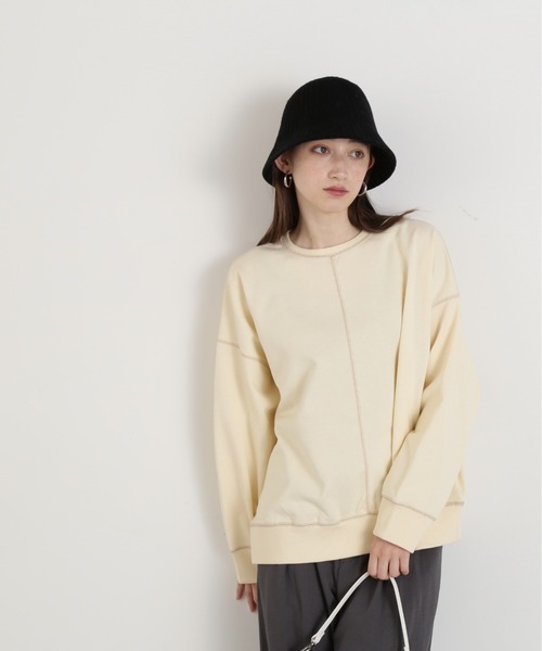 N.(N. Natural Beauty Basic)(エヌエヌナチュラルビューティーベーシック)の「◆アウトリンキングスウェット(スウェット・レディース・ピンク/チャコール/オフホワイト・MEDIUM)」の9枚目の写真