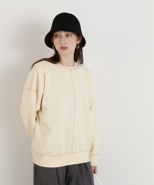 N.(N. Natural Beauty Basic)(エヌエヌナチュラルビューティーベーシック)の「◆アウトリンキングスウェット(スウェット・レディース・ピンク/チャコール/オフホワイト・MEDIUM)」の10枚目の写真