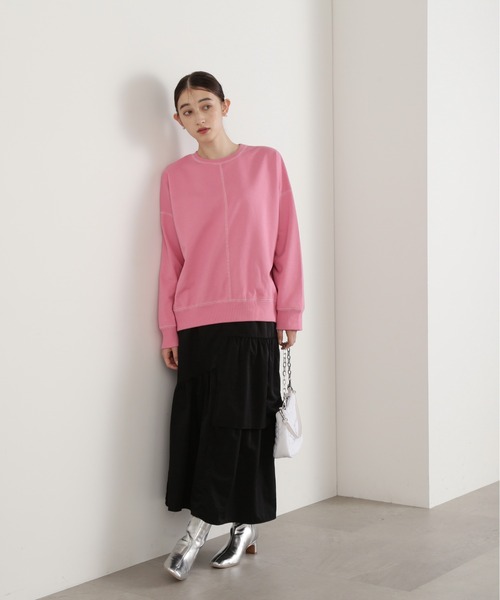 N.(N. Natural Beauty Basic)(エヌエヌナチュラルビューティーベーシック)の「◆アウトリンキングスウェット(スウェット・レディース・ピンク/チャコール/オフホワイト・MEDIUM)」の22枚目の写真