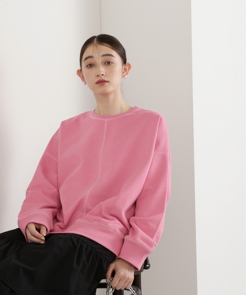 N.(N. Natural Beauty Basic)(エヌエヌナチュラルビューティーベーシック)の「◆アウトリンキングスウェット(スウェット・レディース・ピンク/チャコール/オフホワイト・MEDIUM)」の19枚目の写真