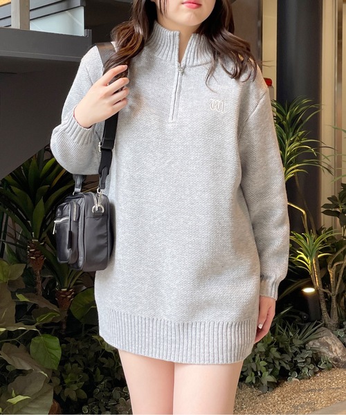 one way（ワンウェイ）の「ジャガードハーフジップニットワンピース