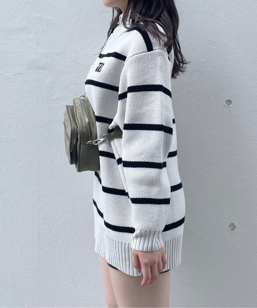 one way（ワンウェイ）の「ジャガードハーフジップニットワンピース