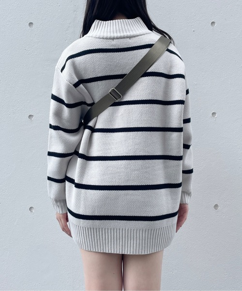 one way（ワンウェイ）の「ジャガードハーフジップニットワンピース