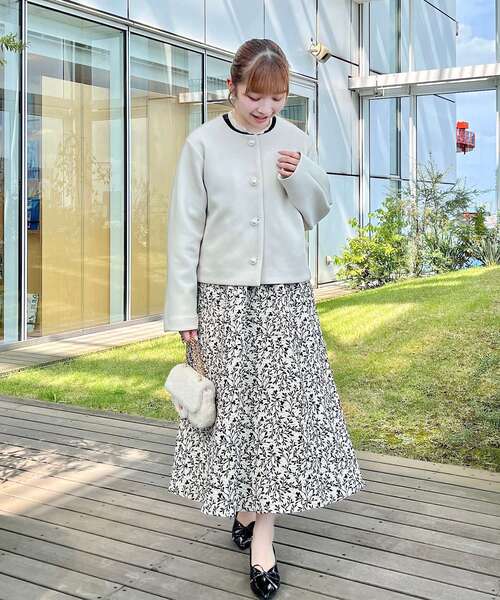 couture brooch（クチュールブローチ）の「◆【吸湿発熱/洗える】KITHOT配色透かしフリルリブニット（ニット/セーター・レディース・ブラック/サックスブルー/ブルー系その他・38/42/36）」の11枚目の写真