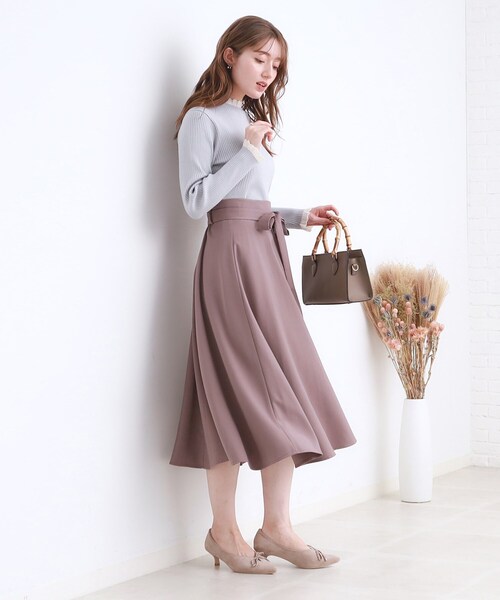 couture brooch（クチュールブローチ）の「◆【吸湿発熱/洗える】KITHOT配色透かしフリルリブニット（ニット/セーター・レディース・ブラック/サックスブルー/ブルー系その他・38/42/36）」の16枚目の写真