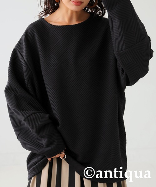 【新品未使用】アンミヌ　ダブルフレアジャガードトップス（BLACK） ダブルフレアジャガードトップス(BLACK) | TOPS | UN MINOU