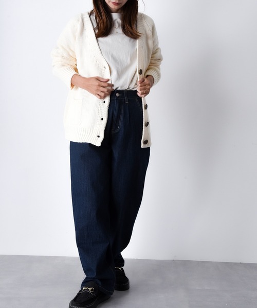 CALIFORNIA OUTFITTERS（カリフォルニア アウトフィッターズ）の「2-8D19　長袖 Vネック ニット カーディガン ポケット付   【Maison select -メゾンセレクト-】（カーディガン/ボレロ・レディース・グレー/アイボリー・FREE）」の12枚目の写真