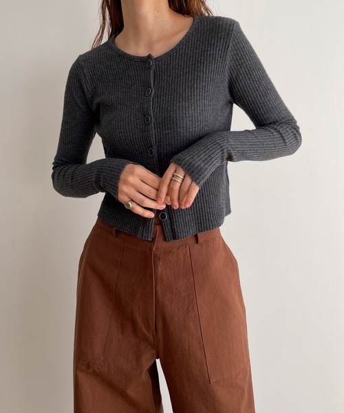 CANAL JEAN（キャナルジーン）の「El mar　クルーネックリブカーディガン（カーディガン/ボレロ・レディース・チャコールグレー/ネイビー/ブラック・ONE SIZE）」の3枚目の写真