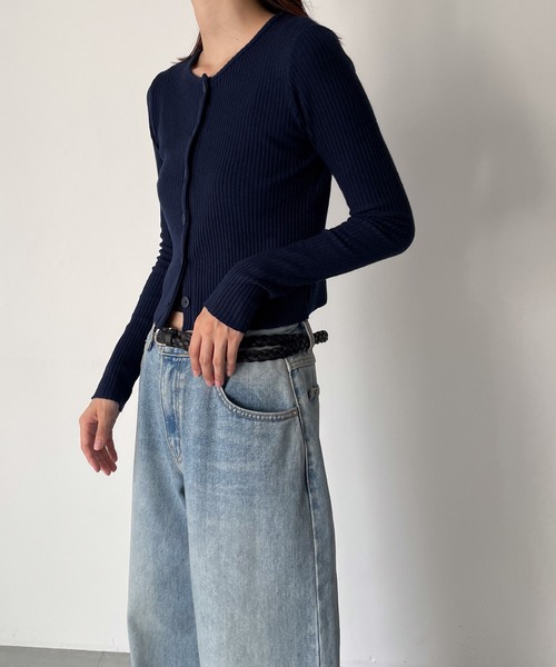 CANAL JEAN（キャナルジーン）の「El mar　クルーネックリブカーディガン（カーディガン/ボレロ・レディース・チャコールグレー/ネイビー/ブラック・ONE SIZE）」の10枚目の写真