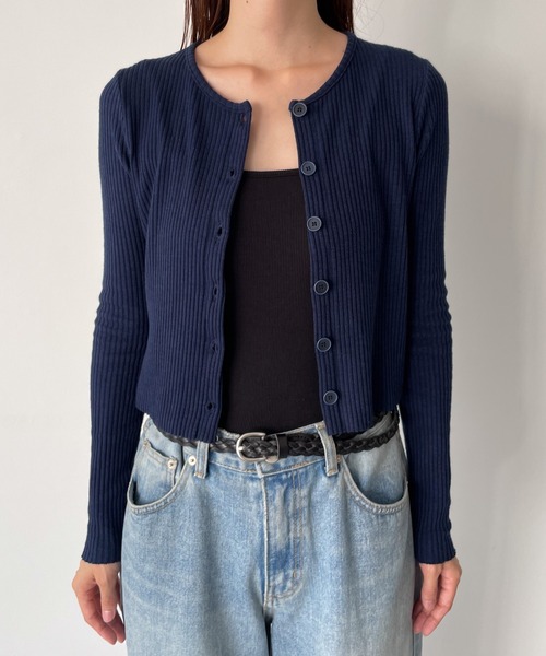 CANAL JEAN（キャナルジーン）の「El mar　クルーネックリブカーディガン（カーディガン/ボレロ・レディース・チャコールグレー/ネイビー/ブラック・ONE SIZE）」の14枚目の写真