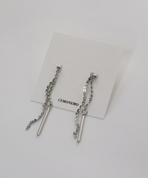 ペタルチェーン メタルバー 2連 ロングピアス