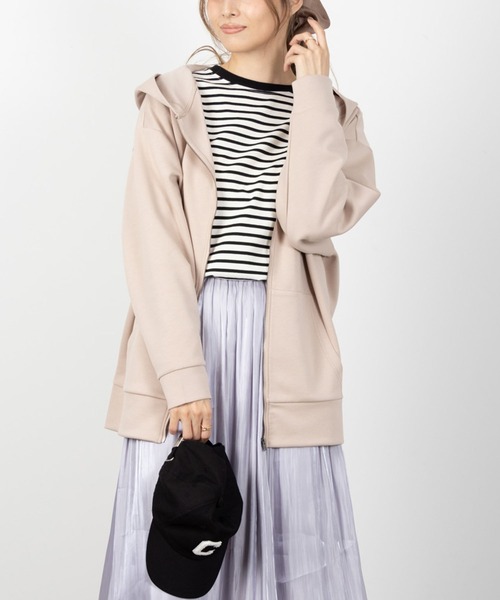 NAVY（ネイビー）の「NAVY ハンサムスウェット ジップパーカー（パーカー・レディース・杢グレー/ブラック/ホワイト系その他/ピンク系その他・フリー）」の4枚目の写真