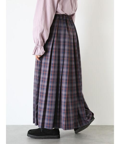 ehka sopo（エヘカソポ）の「チェックプリーツスカート（スカート・レディース・グリーン/ブラウン/ブルー・F）」の3枚目の写真