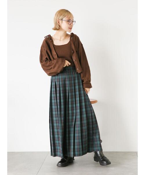 ehka sopo（エヘカソポ）の「チェックプリーツスカート（スカート・レディース・グリーン/ブラウン/ブルー・F）」の11枚目の写真