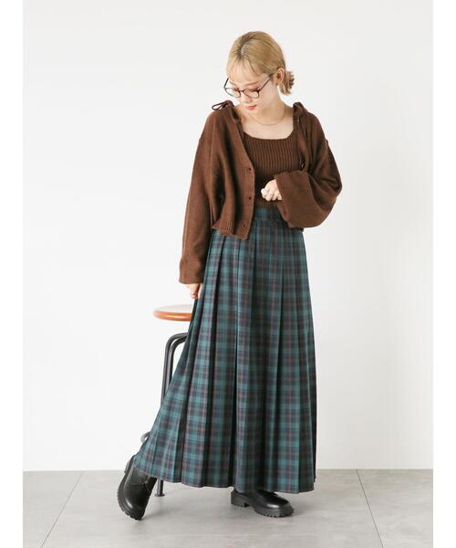 ehka sopo（エヘカソポ）の「チェックプリーツスカート（スカート・レディース・グリーン/ブラウン/ブルー・F）」の12枚目の写真
