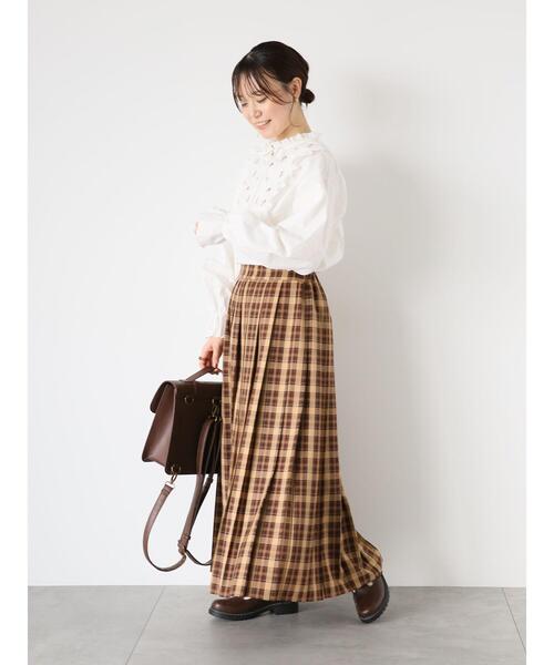 ehka sopo（エヘカソポ）の「チェックプリーツスカート（スカート・レディース・グリーン/ブラウン/ブルー・F）」の21枚目の写真
