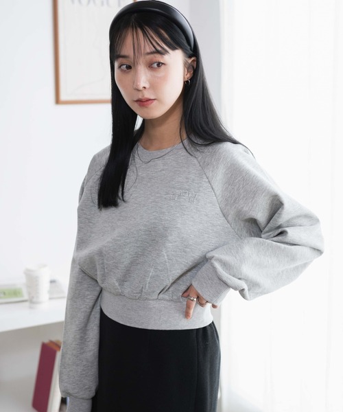 WEGO（ウィゴー）の「WEGO/ダンボールクロップドプルオーバー（スウェット・レディース・杢グレー/オフホワイト/スミクロ・FREE）」の20枚目の写真