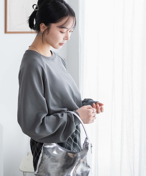 WEGO（ウィゴー）の「WEGO/ダンボールクロップドプルオーバー（スウェット・レディース・杢グレー/オフホワイト/スミクロ・FREE）」の17枚目の写真