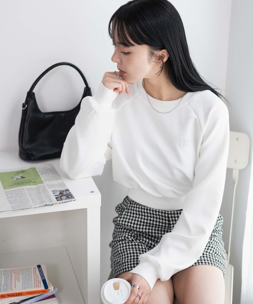 WEGO（ウィゴー）の「WEGO/ダンボールクロップドプルオーバー（スウェット・レディース・杢グレー/オフホワイト/スミクロ・FREE）」の11枚目の写真