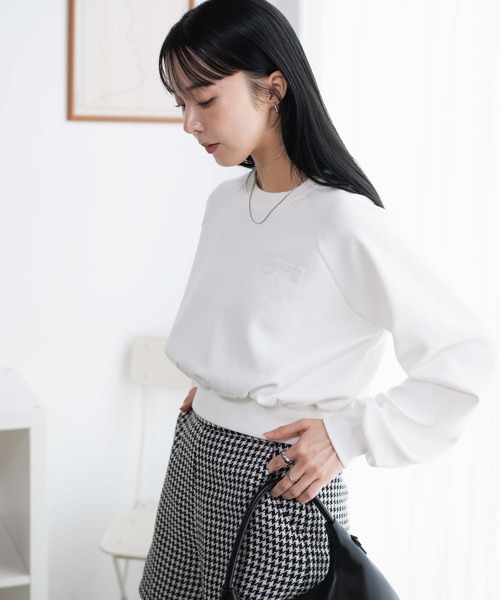 WEGO（ウィゴー）の「WEGO/ダンボールクロップドプルオーバー（スウェット・レディース・杢グレー/オフホワイト/スミクロ・FREE）」の12枚目の写真