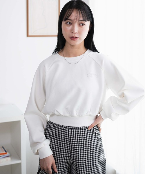 WEGO（ウィゴー）の「WEGO/ダンボールクロップドプルオーバー（スウェット・レディース・杢グレー/オフホワイト/スミクロ・FREE）」の13枚目の写真