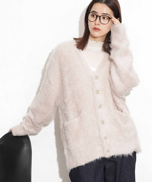 NANO universe（ナノユニバース）の「シャギーニットカーディガン（カーディガン/ボレロ・レディース・ブラウン/ネイビー/ベージュ・FREE）」の2枚目の写真