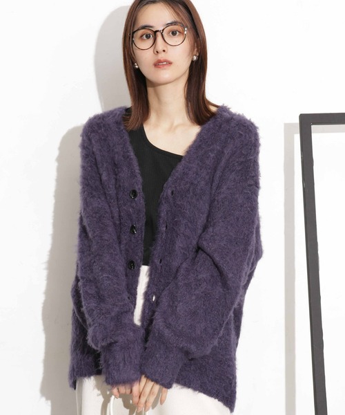 NANO universe（ナノユニバース）の「シャギーニットカーディガン（カーディガン/ボレロ・レディース・ブラウン/ネイビー/ベージュ・FREE）」の3枚目の写真