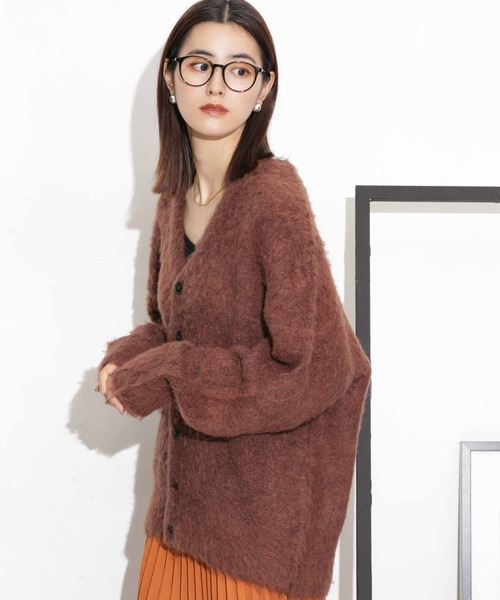 NANO universe（ナノユニバース）の「シャギーニットカーディガン（カーディガン/ボレロ・レディース・ブラウン/ネイビー/ベージュ・FREE）」の4枚目の写真