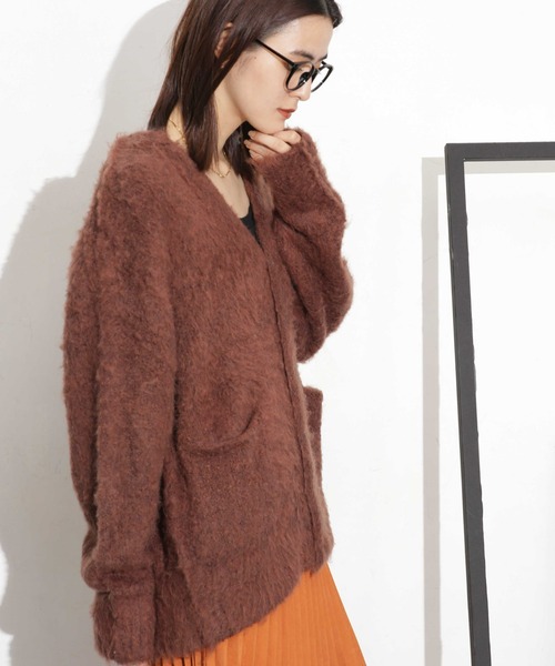 NANO universe（ナノユニバース）の「シャギーニットカーディガン（カーディガン/ボレロ・レディース・ブラウン/ネイビー/ベージュ・FREE）」の6枚目の写真