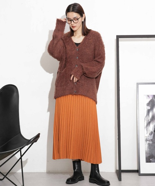 NANO universe（ナノユニバース）の「シャギーニットカーディガン（カーディガン/ボレロ・レディース・ブラウン/ネイビー/ベージュ・FREE）」の7枚目の写真